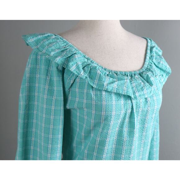 J.CREW Factory NWT $110 Seersucker Ruffleneck Mini Preppy Plaid Dress Size 8 - Picture 4 of 7